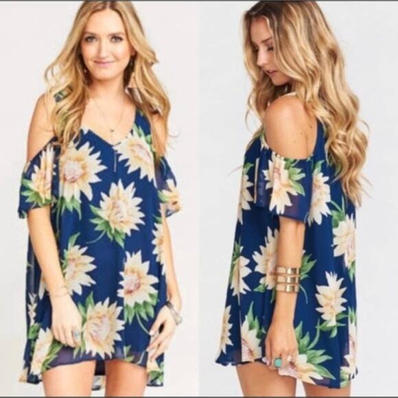Show Me Your MuMu Birdie Ruffle Off The Shoulder Sunflower Chiffon Mini Dress - Picture 5 of 5